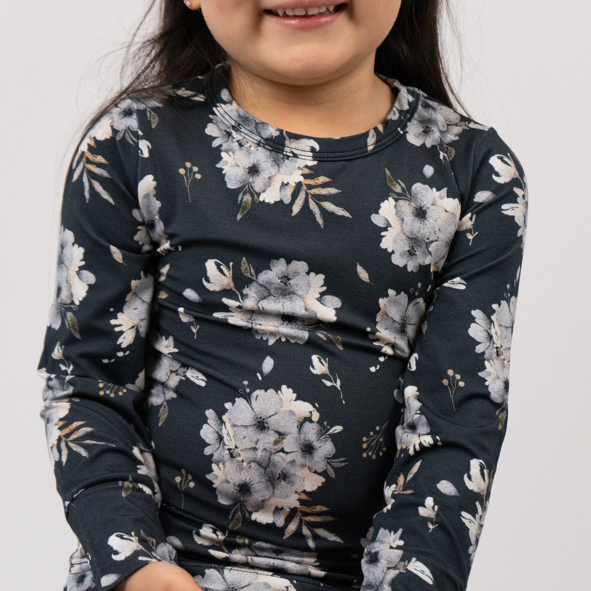 Long Sleeve PJ Set - Frosty Floral (Navy)