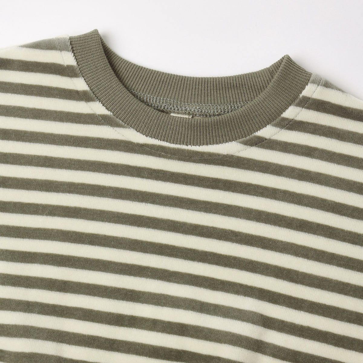 Quincy Mae Relaxed Velour Sweatshirt - Spruce Stripe