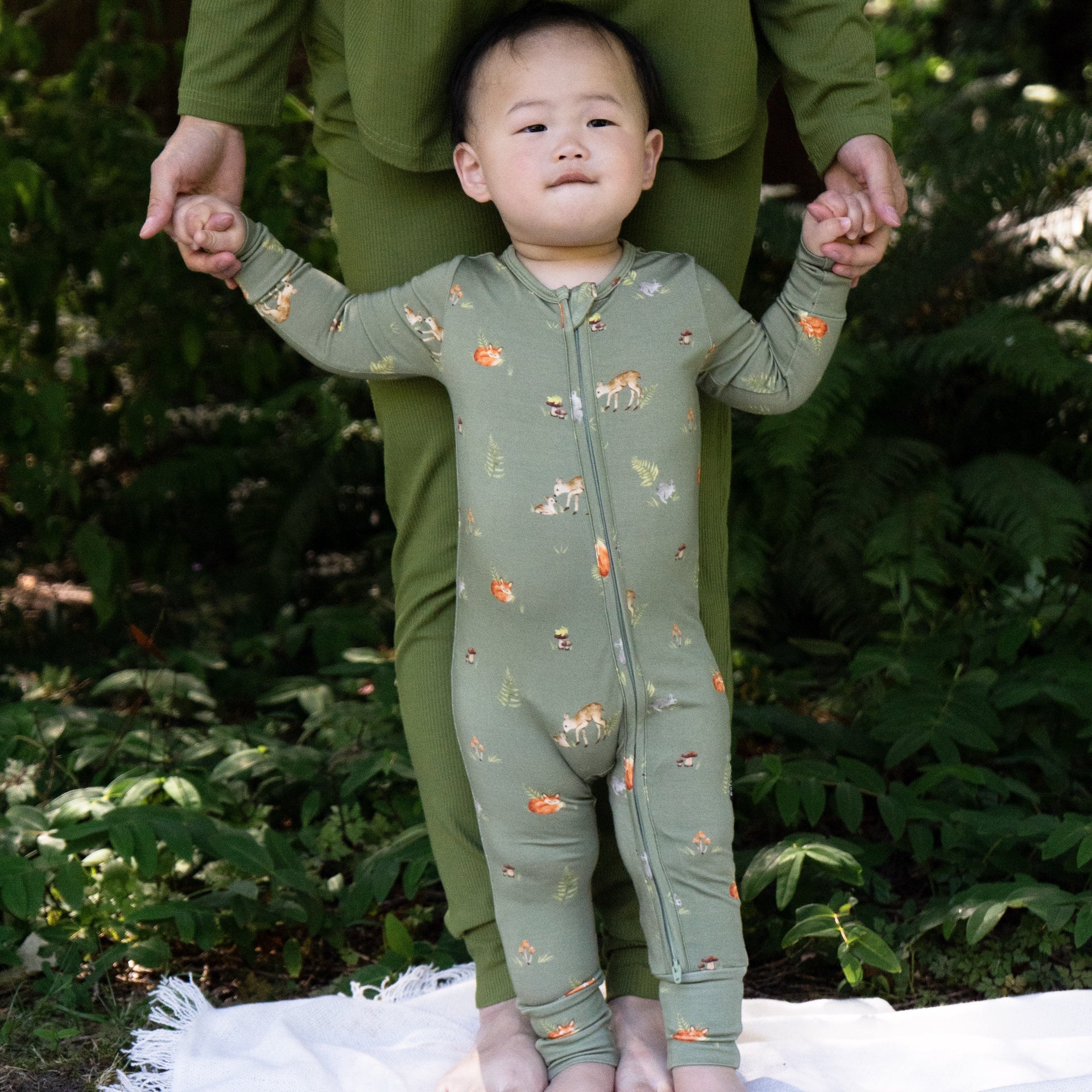Footless Zipper Sleeper - Forest Friends