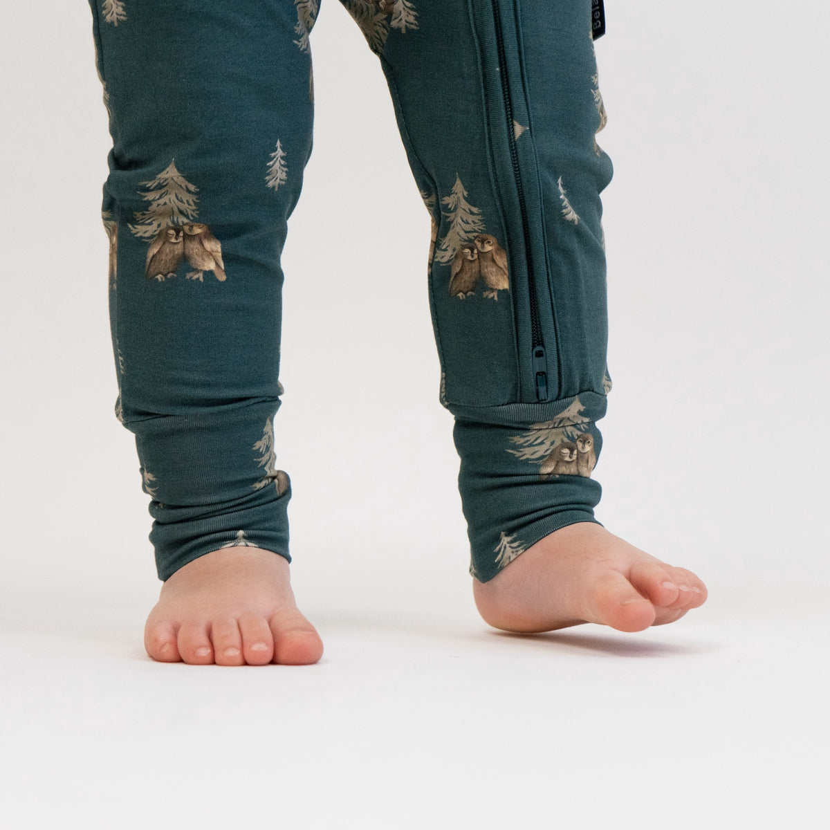 Footless Sleeper with Fold-Over Cuffs - Owls