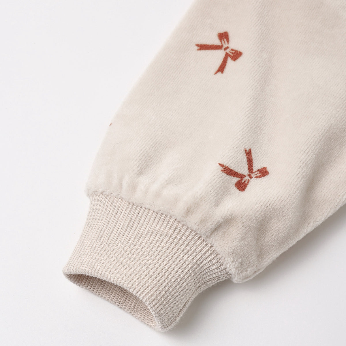 Quincy Mae Relaxed Velour Sweatshirt - Red Bows