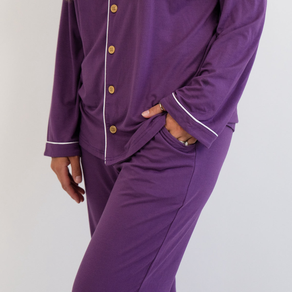 Women's Classic L/S PJ Set - Deep Plum