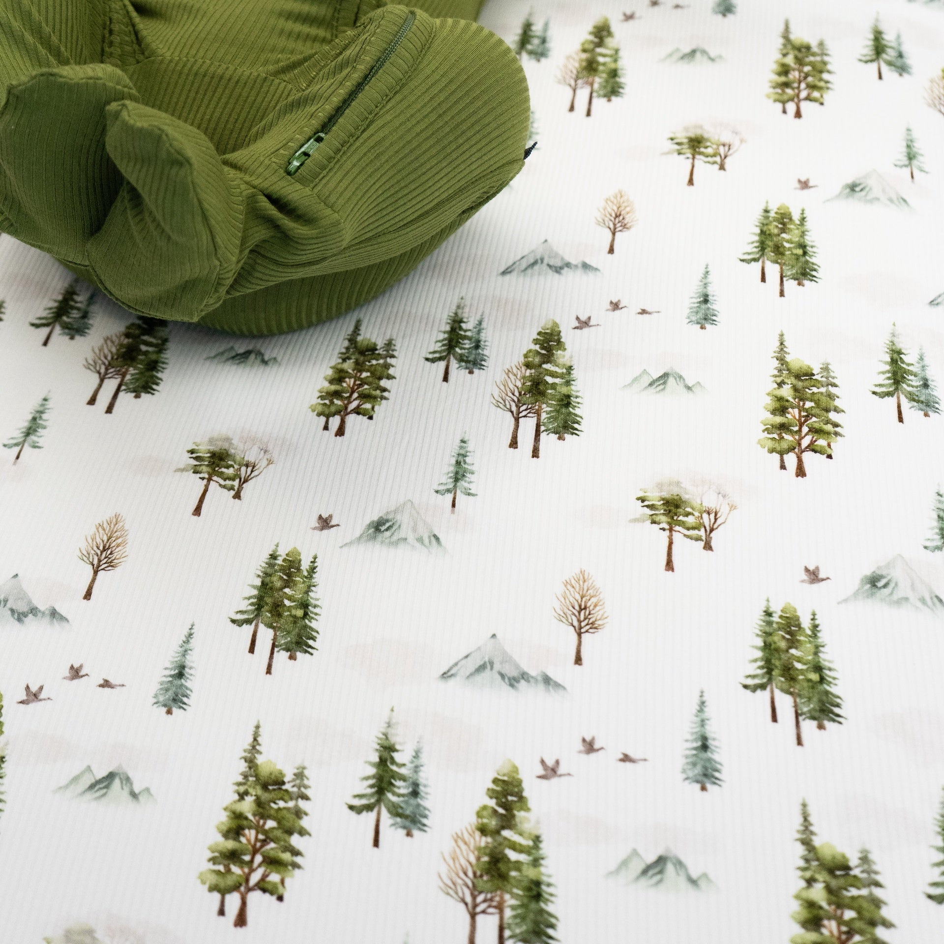 Ribbed Bamboo Crib Sheet - Misty Forest