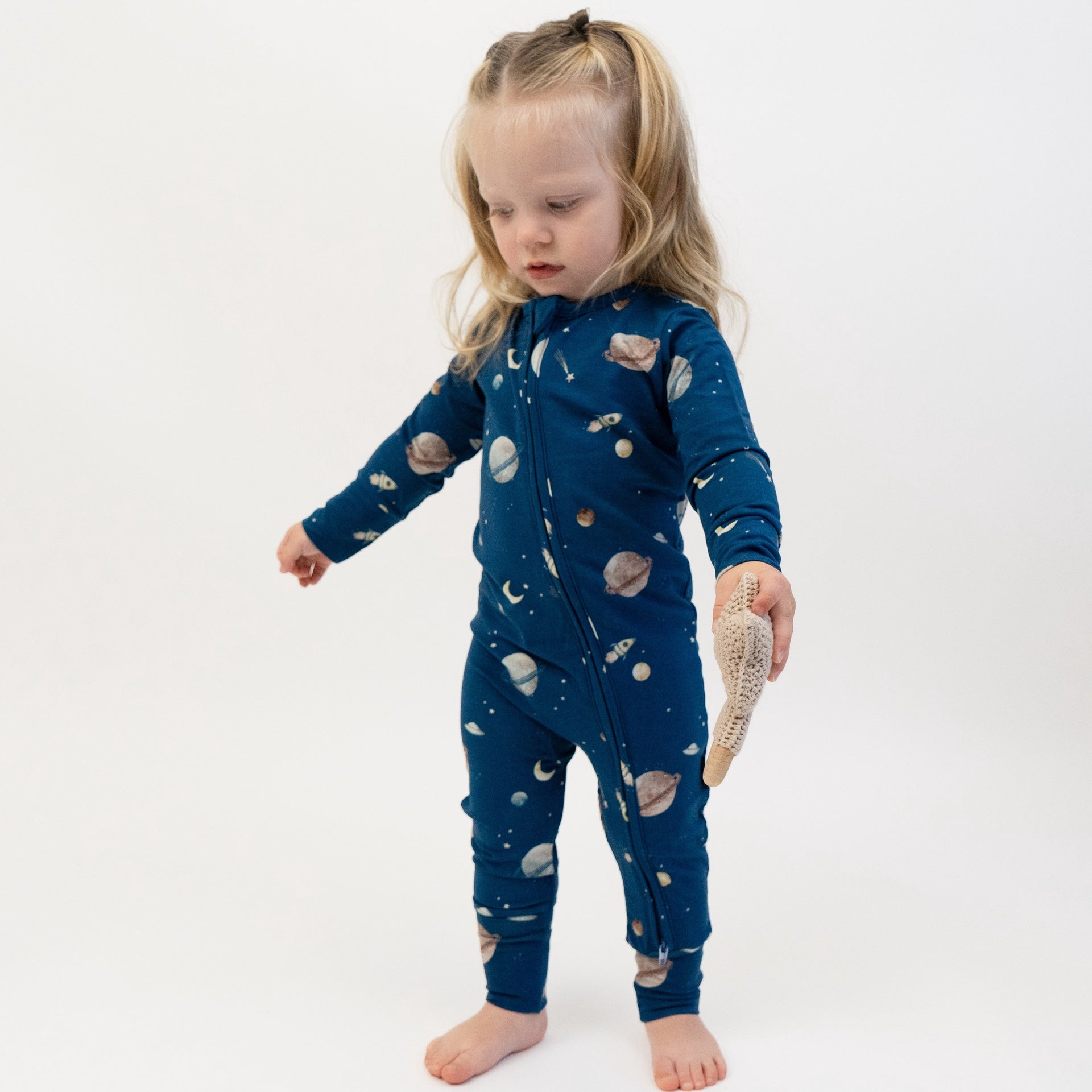 Footless Sleeper with Fold-over cuffs - Space