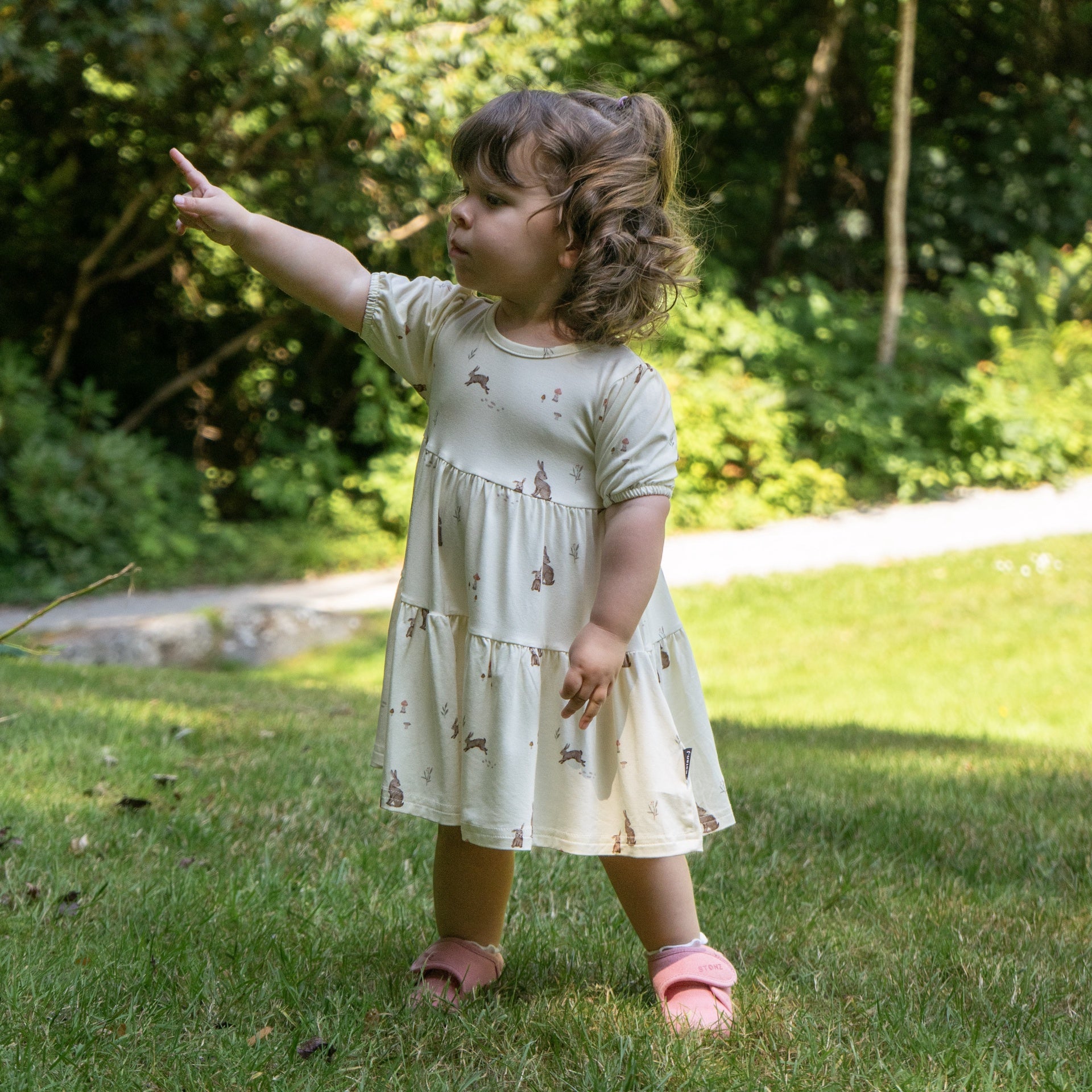 Short Sleeves Tiered Dress - Bunnies