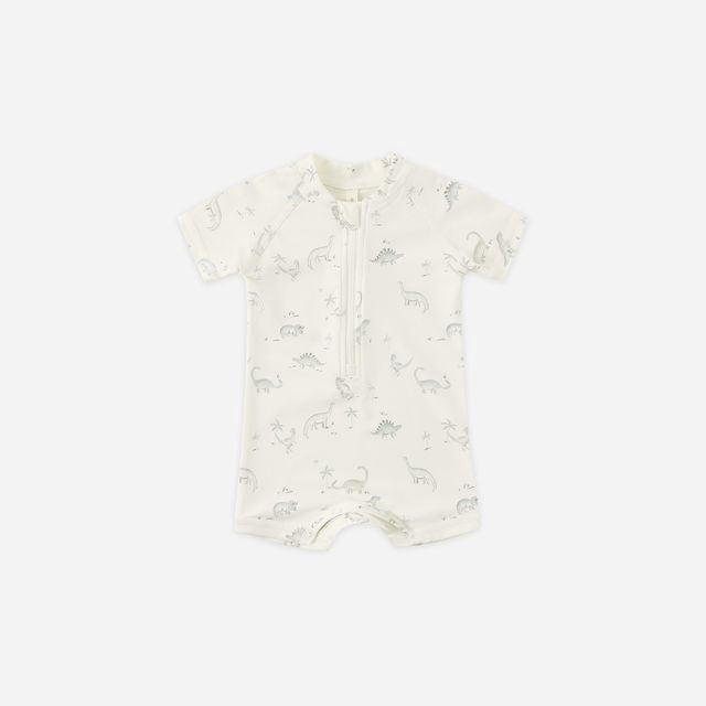 Quincy Mae Zip Rashguard One-Piece - Dinosaur