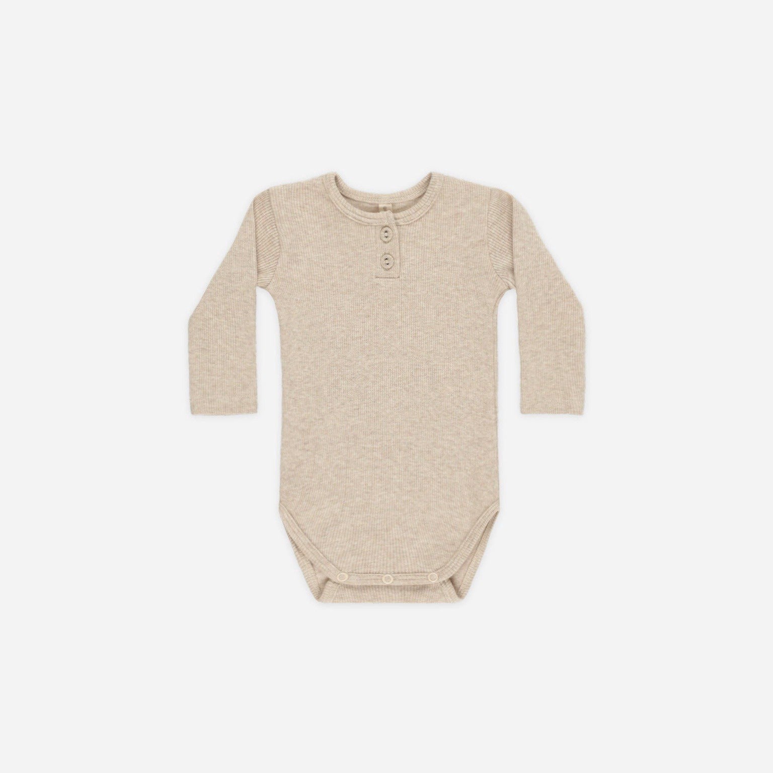 Quincy Mae Ribbed Long Sleeve Onesie - Oatmeal