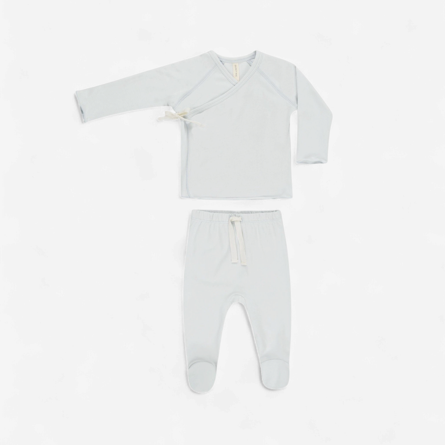Quincy Mae Wrap Top + Footed Pant Set - Fog