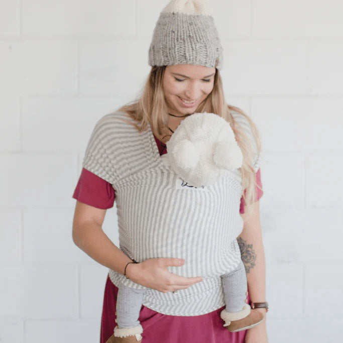 Beluga Baby Carrier Wrap - The Shannon Light Grey and White Stripe