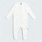 Kyte Baby Pointelle Zippered Footie - Sweet Blue Bow