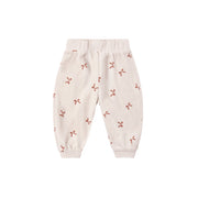 Quincy Mae Relaxed Velour Sweatpants - Red Bows