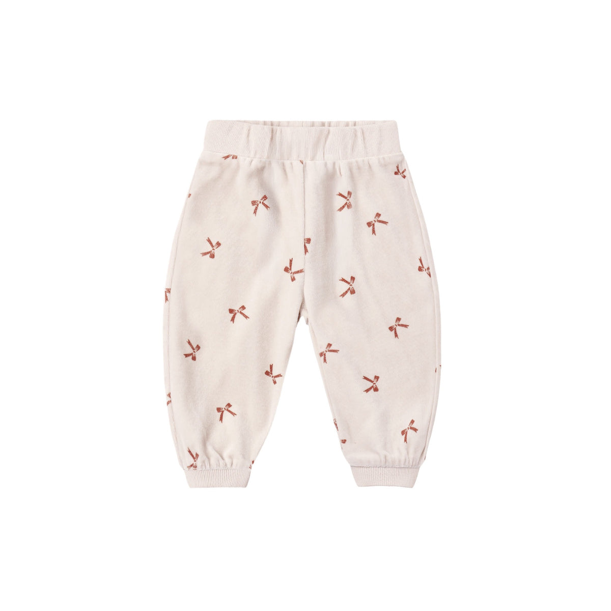 Quincy Mae Relaxed Velour Sweatpants - Red Bows