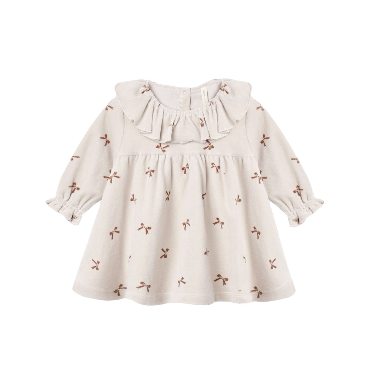 Quincy Mae Velour Baby Dress - Red Bows