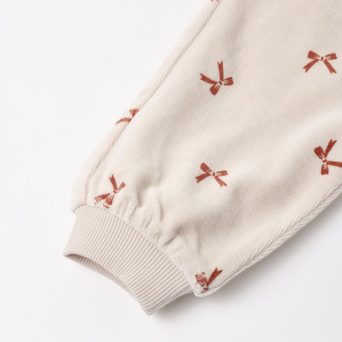 Quincy Mae Relaxed Velour Sweatpants - Red Bows