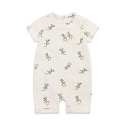 Miles the Label Lizard Print on White Terry Romper