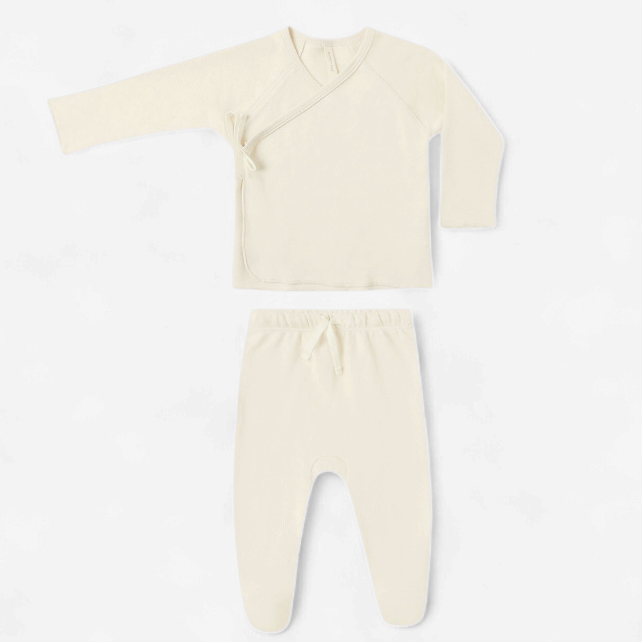 Quincy Mae Wrap Top + Footed Pant Set - Ivory