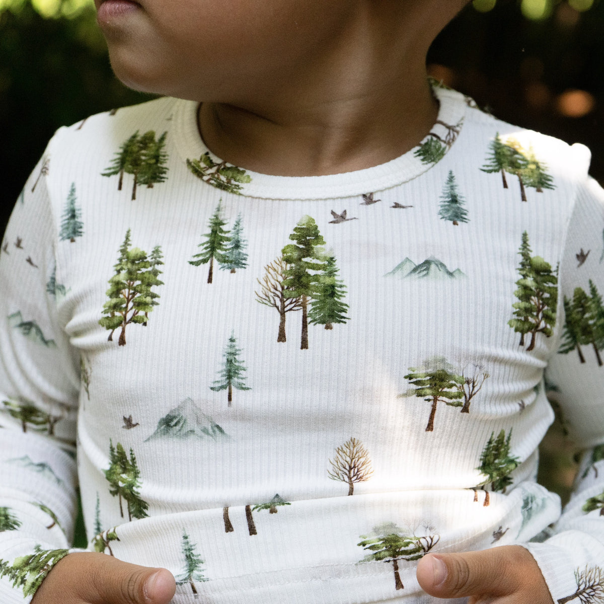 Ribbed Bamboo L/S PJ Set - Misty Forest