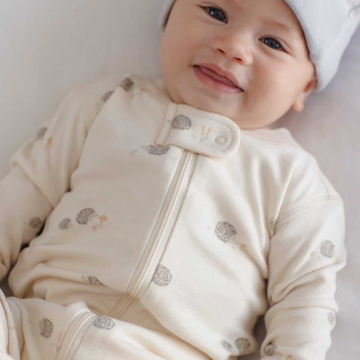 Quincy Mae Long Sleeve Zip Sleeper - Hedgehog