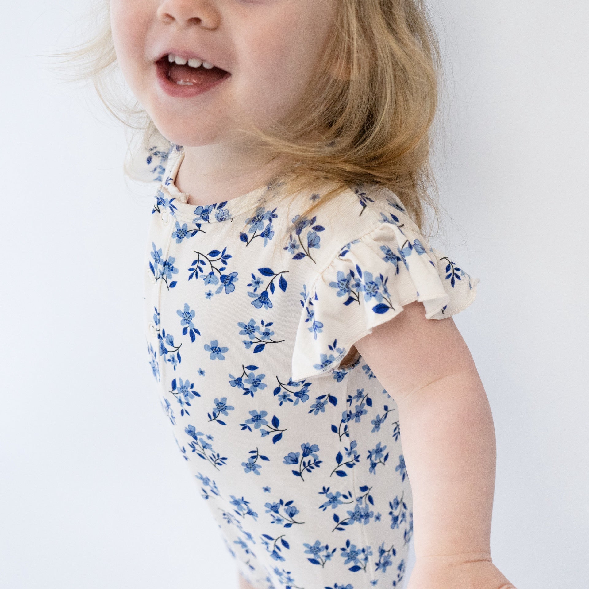Ruffled Sleeves Shortall Romper - Bluebell
