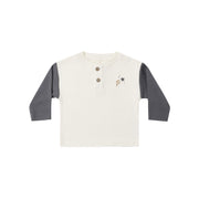 Quincy Mae Long Sleeve Henley Tee - Midnight