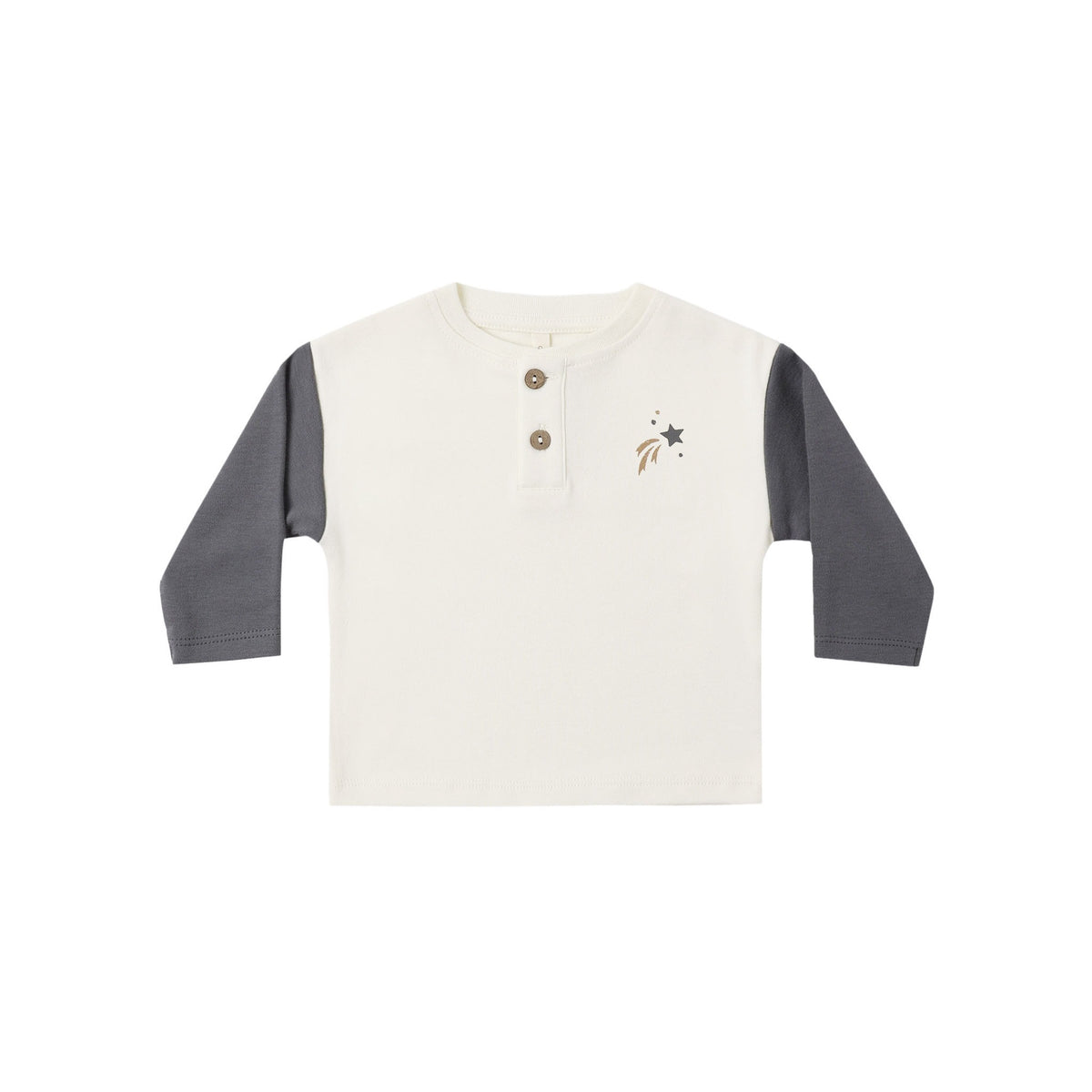 Quincy Mae Long Sleeve Henley Tee - Midnight