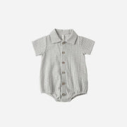 Quincy Mae Matteo Romper - Sage Gingham