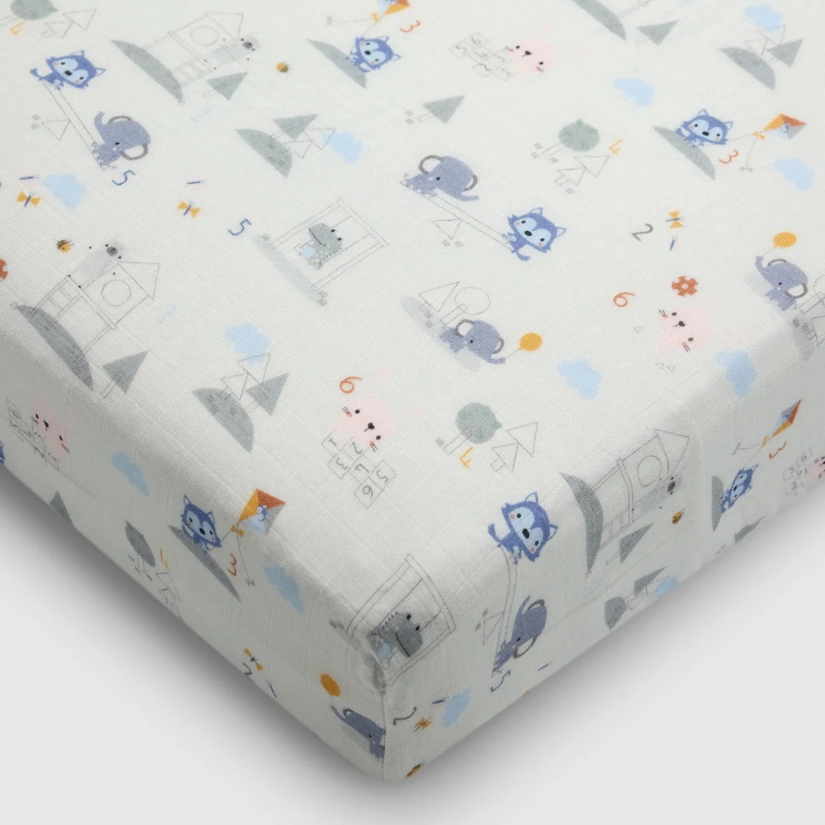Loulou Lollipop Muslin Fitted Crib Sheet - Mini Mathletes