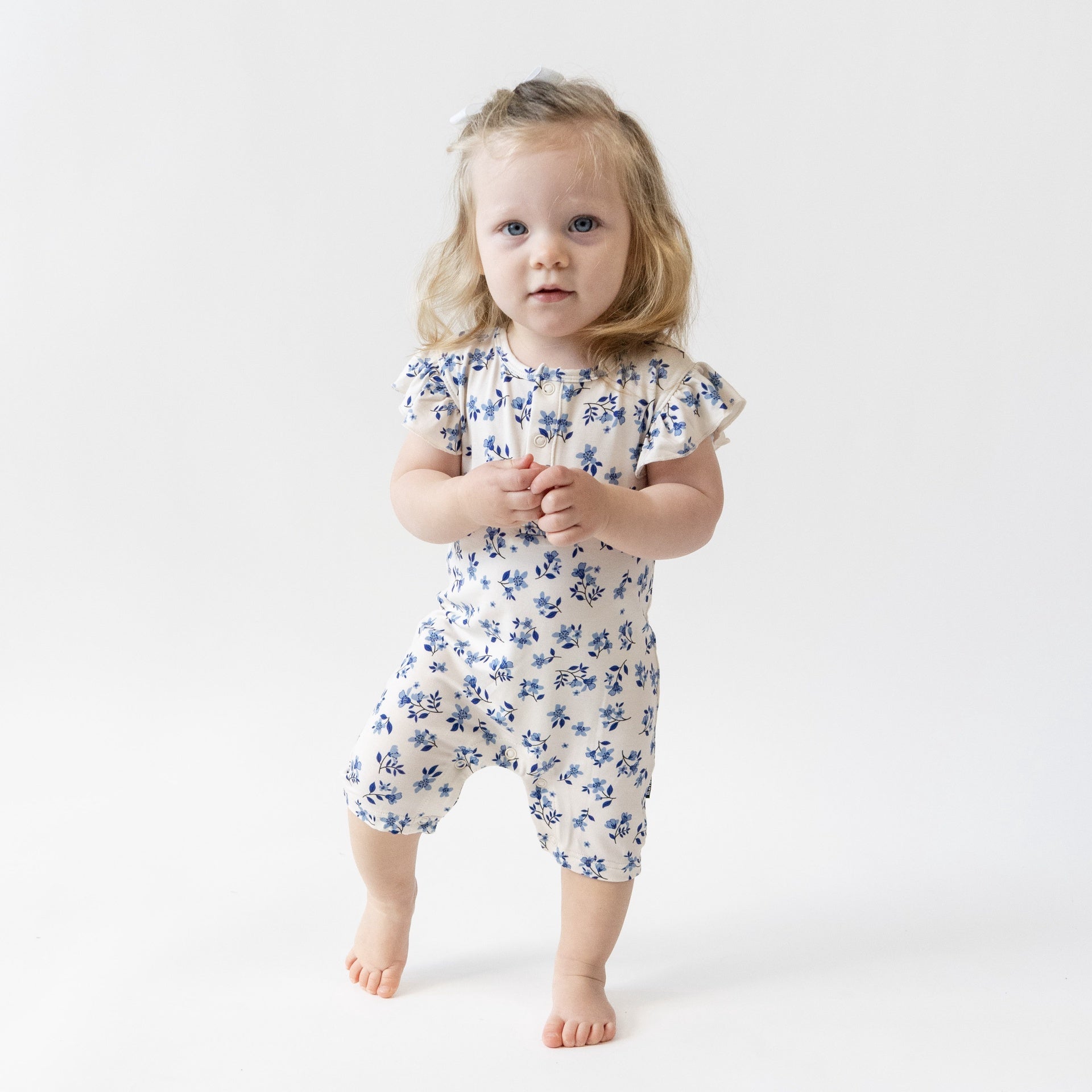 Ruffled Sleeves Shortall Romper - Bluebell