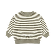 Quincy Mae Relaxed Velour Sweatshirt - Spruce Stripe