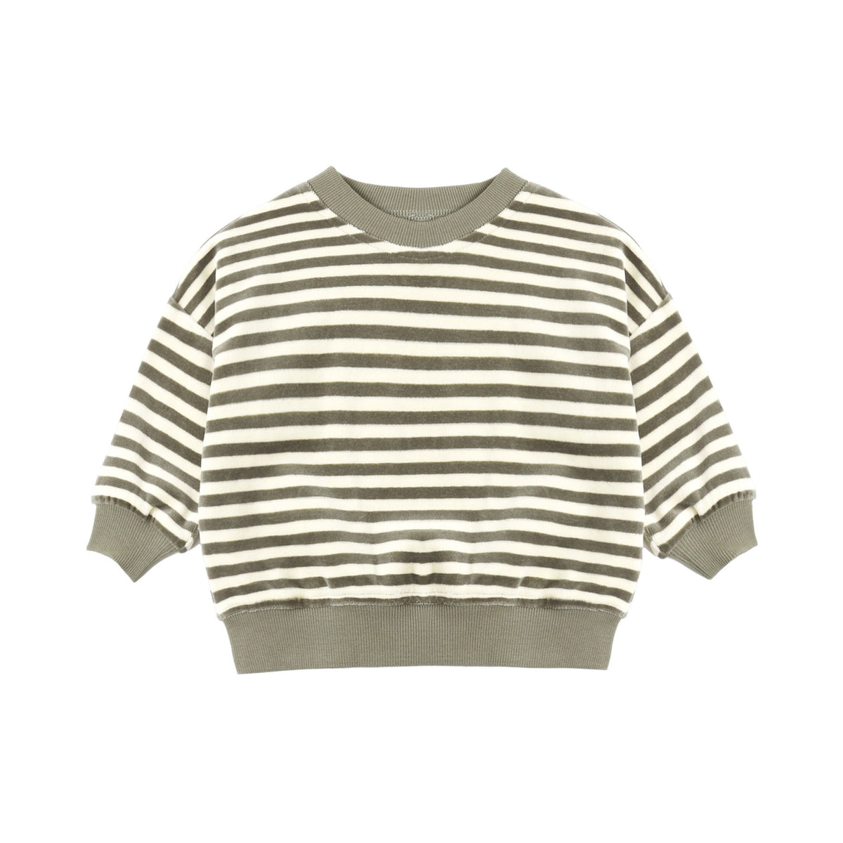 Quincy Mae Relaxed Velour Sweatshirt - Spruce Stripe