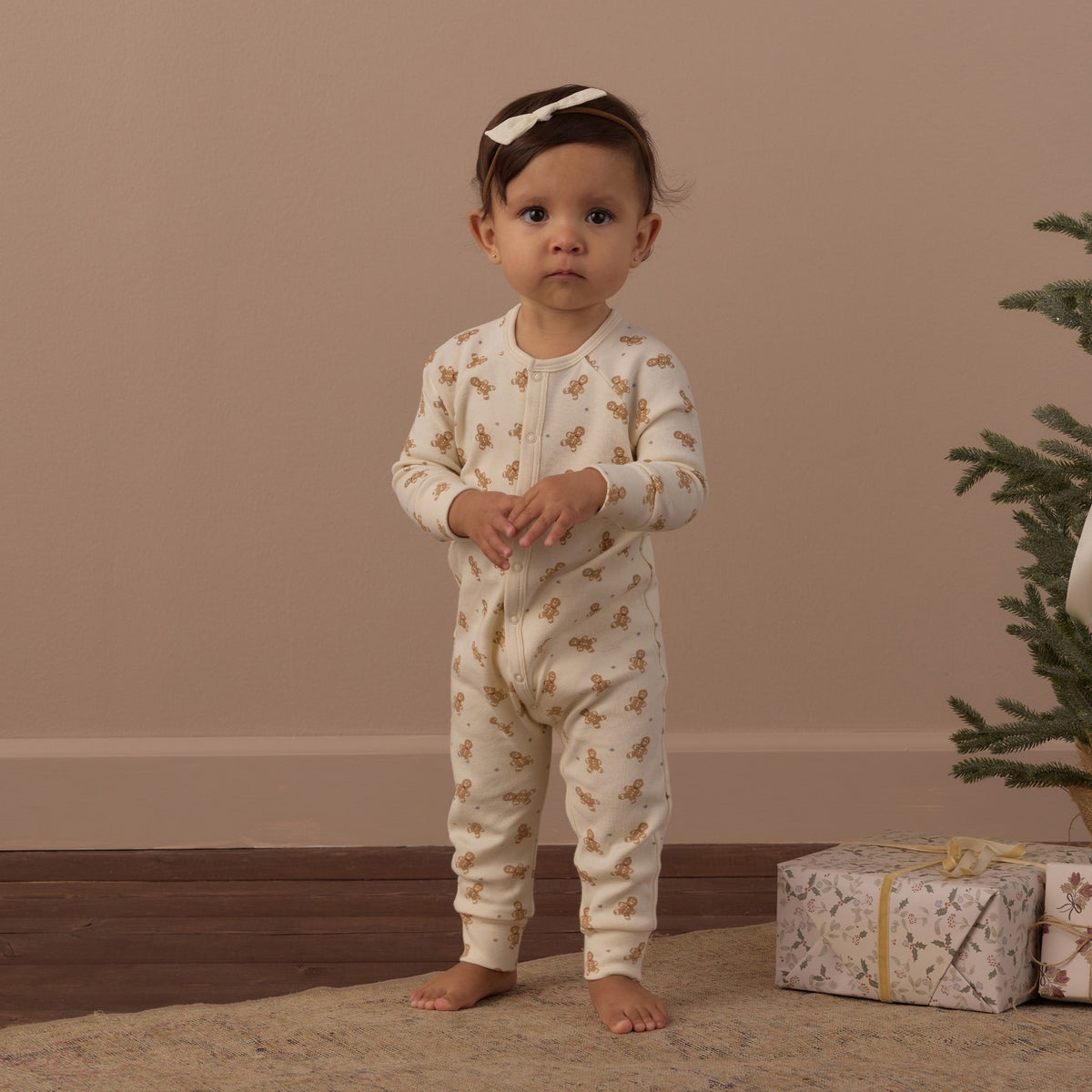 Rylee + Cru Organic Long John Pajamas - Gingerbread