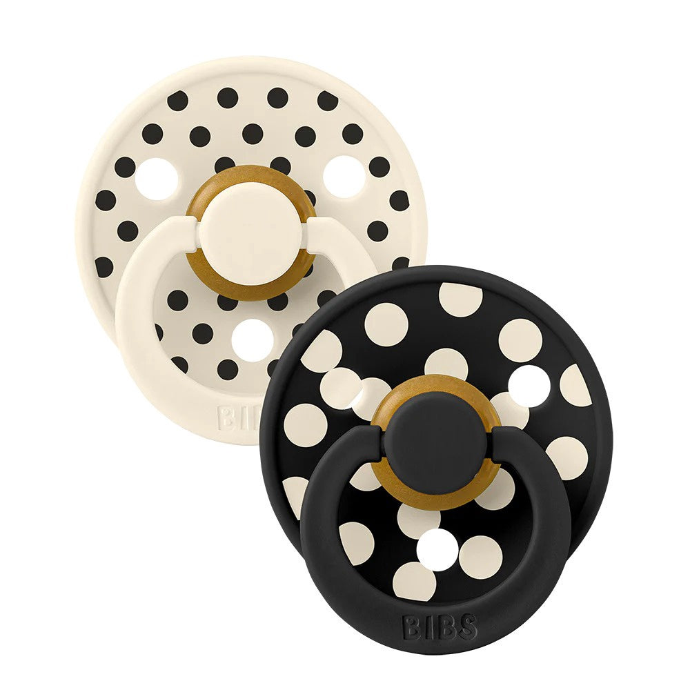 BIBS Pacifier Studio Colour 2 PACK Polka - Black/Ivory