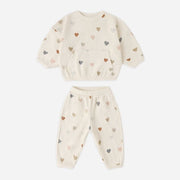 Quincy Mae Waffle Sweater Set - Confetti Hearts