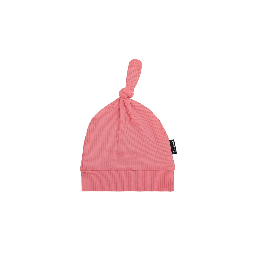 Ribbed Bamboo Knotted Hat - Candy Pink