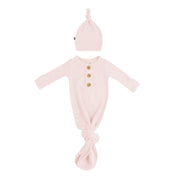 Kyte Baby Ribbed Knotted Gown with Hat Set - Blush