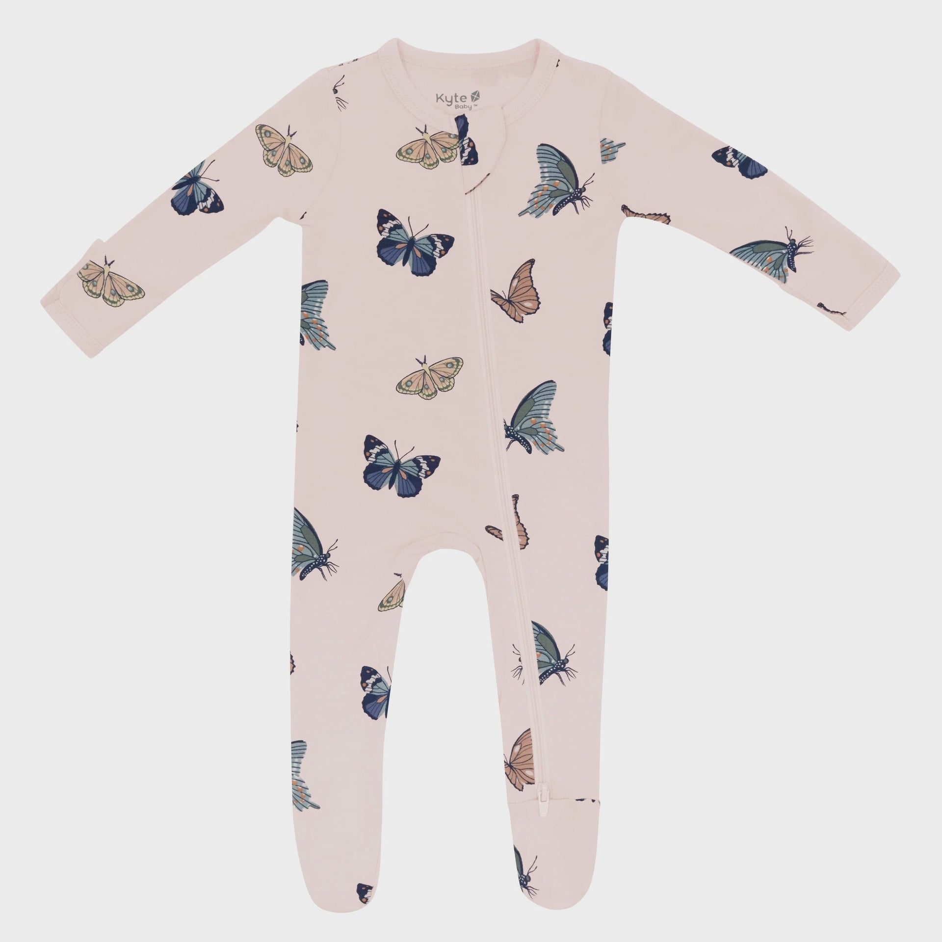 Kyte Baby Zippered Footie - Blush Butterfly