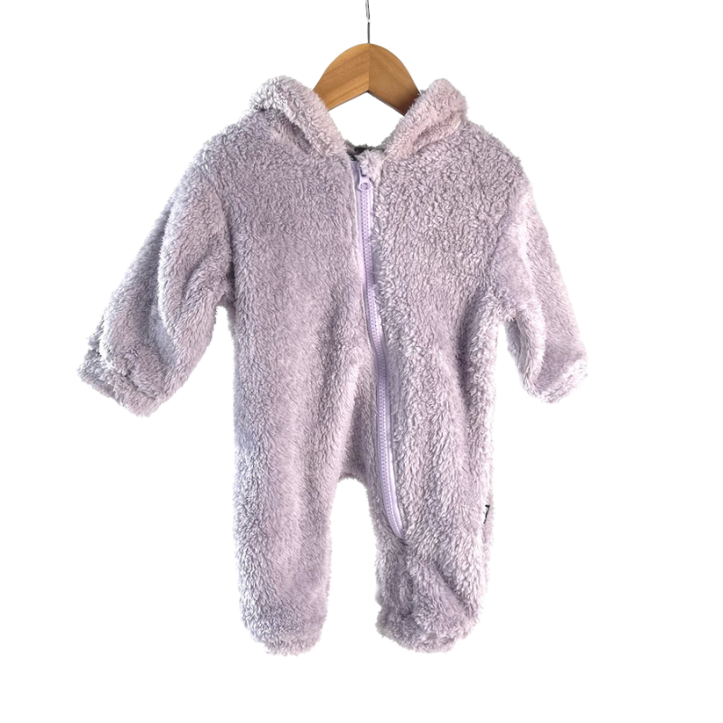 Fuzzy Fleece Hooded Jumpsuit - Lavender