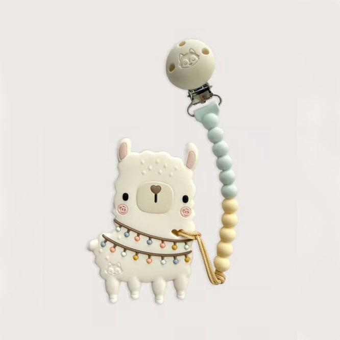 Loulou Lollipop Pacifier Clip/Teether set - Llama