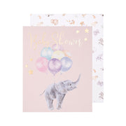 Wrendale Designs Up and Away Baby Shower Card