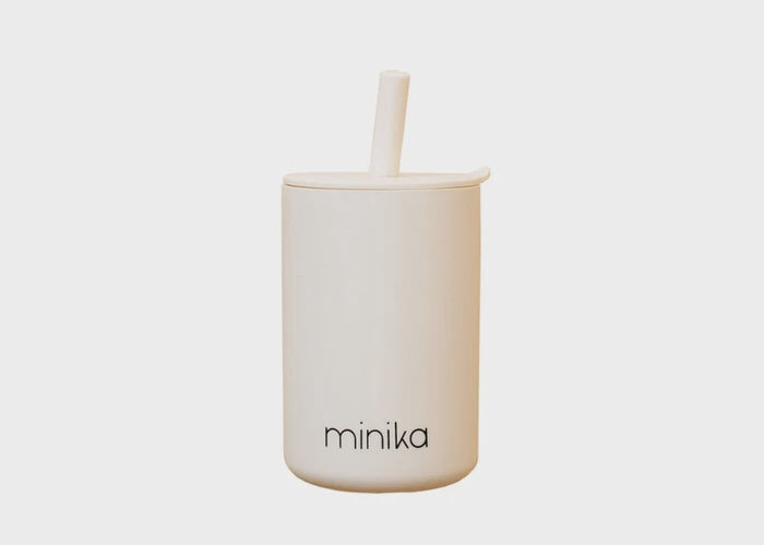 Minika Straw Silicone Cup with Lid - Shell