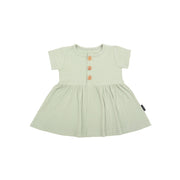 Ribbed Bamboo Short Sleeve Peplum Baby Dress - Misty Sage