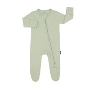 Ribbed Bamboo Footed Sleeper - Misty Sage