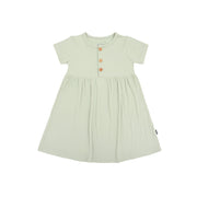 Ribbed Bamboo Short Sleeve Peplum Dress - Misty Sage