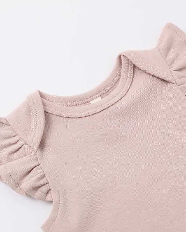 Quincy Mae Flutter Sleeve Bodysuit - Blush