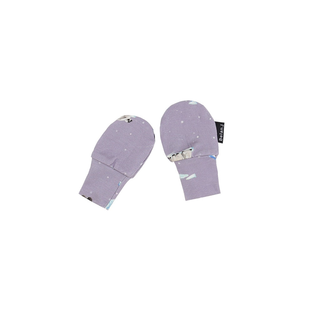 Non-Scratch Mittens - Penguins (Periwinkle)