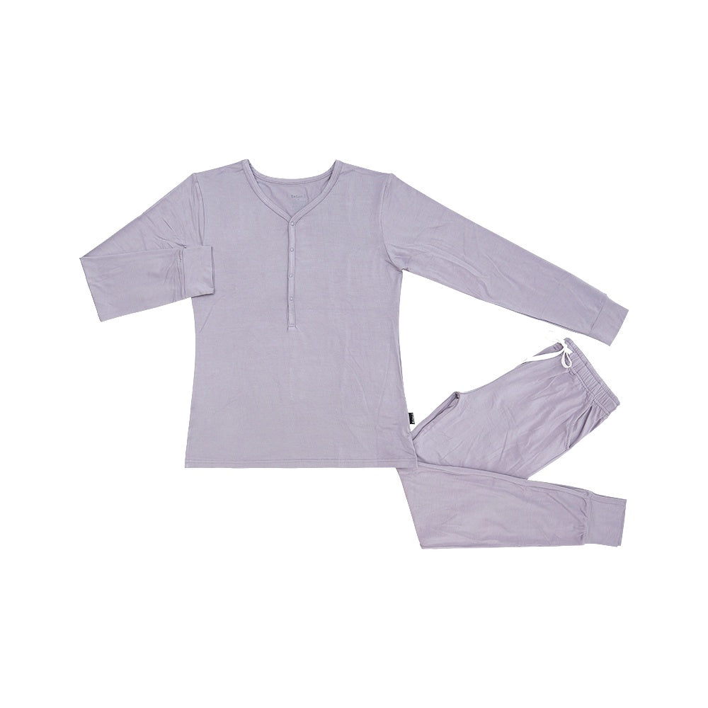 Women's Henley Top and Jogger Set - Periwinkle