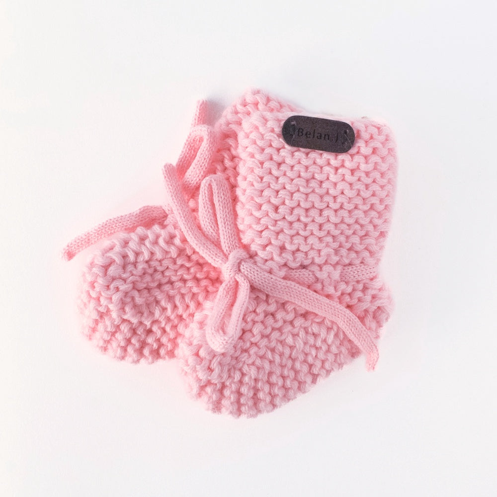 Wool Knit Baby Booties - Pink