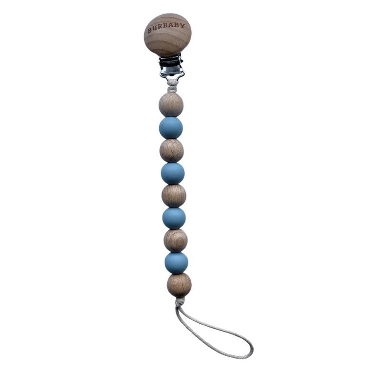 Burbaby Silicone Pacifier Clip with Beechwood Clip