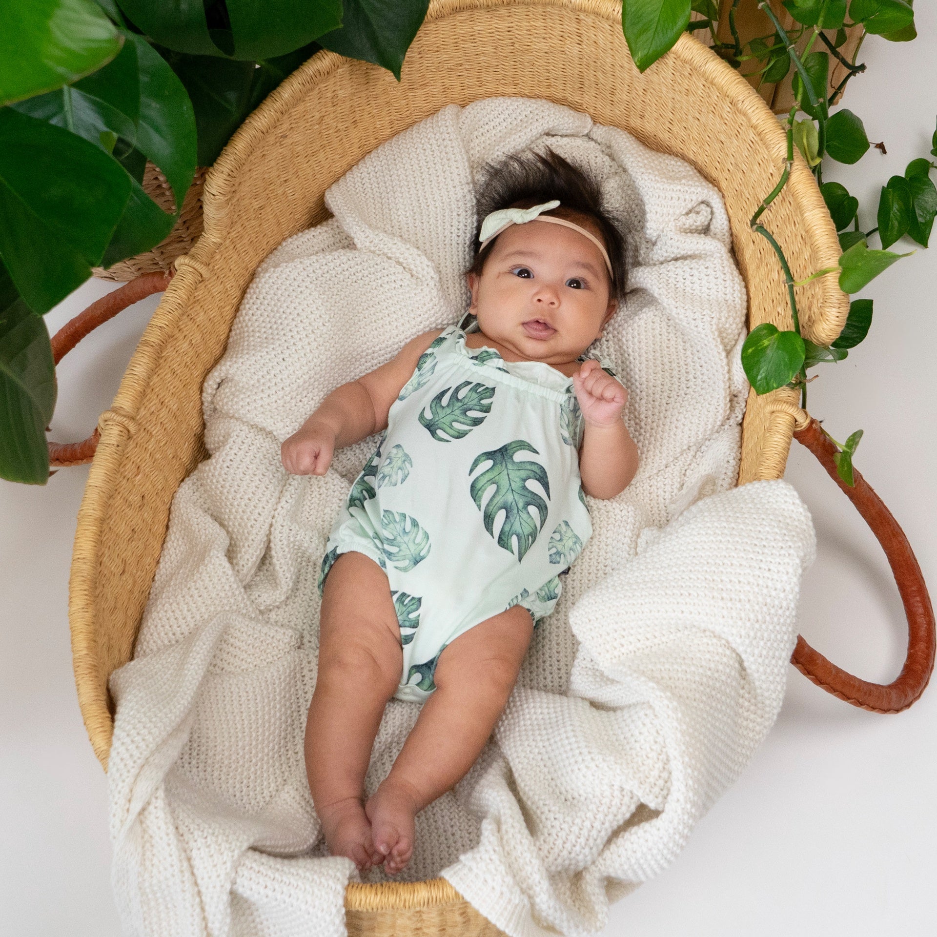 Ribbed Bamboo Little Knot Headband - Meadow Mist