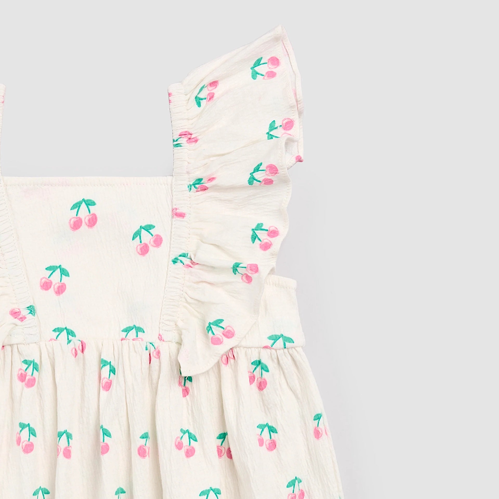 Miles the Label Cherries on Ivory Crinkle Jersey Dress